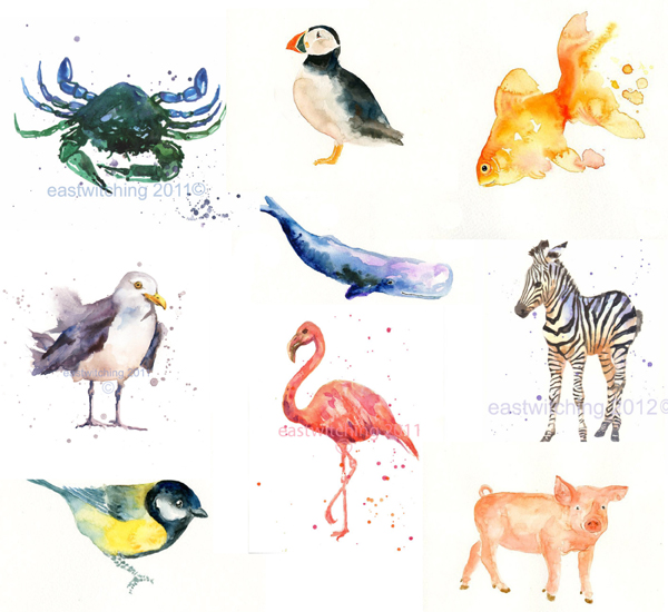 watercolor animal paintings - Em for Marvelous -