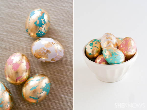 golden marbled easter eggs
