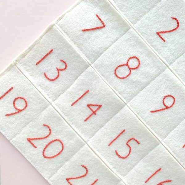 Embroidered pockets on a Purl Soho Advent Calendar